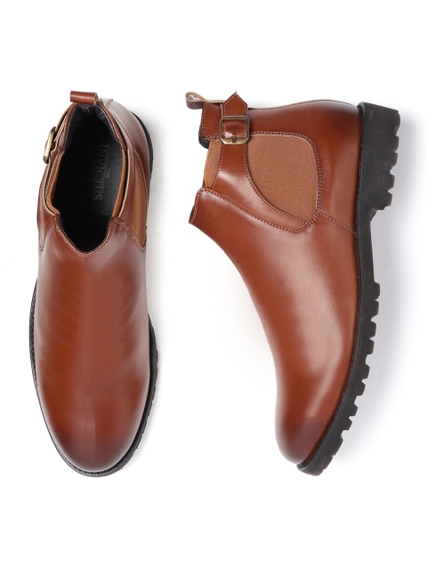 

INVICTUS Men Brown Solid Mid-Top Flat Boots