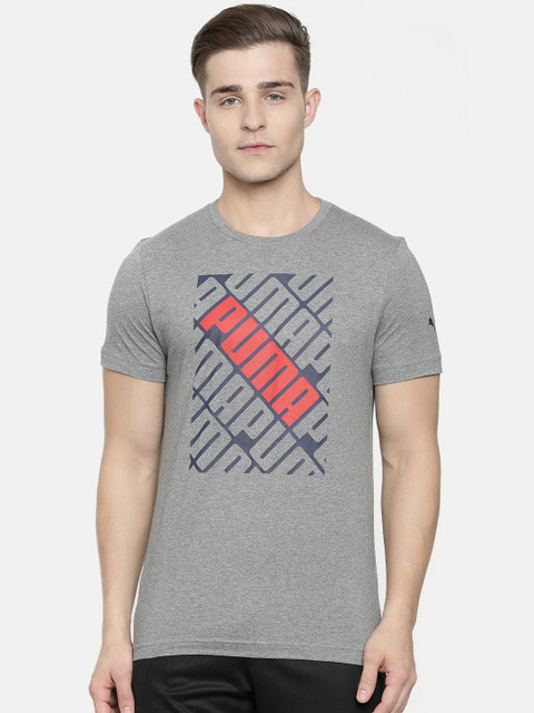 

Puma Men Grey Printed Slim Fit Round Neck Focus T-shirt