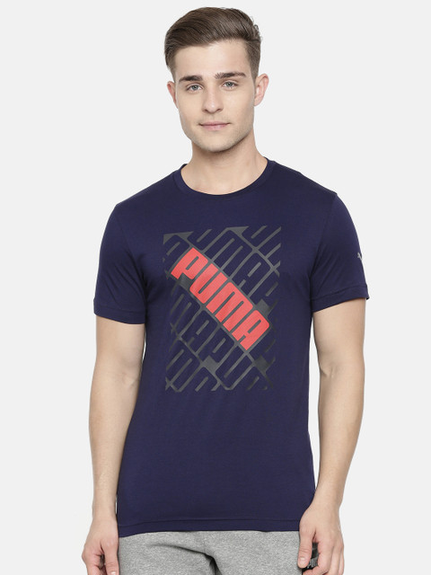 

Puma Men Navy Blue Printed Focus Round Neck T-shirt
