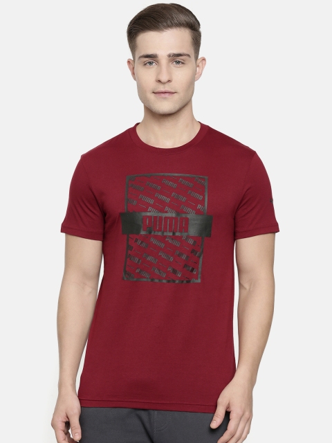 

Puma Men Maroon Printed Slim Fit Optical Round Neck Pure Cotton T-shirt
