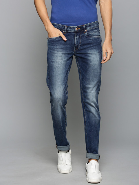 

Louis Philippe Jeans Men Blue Matt Slim Fit Low-Rise Clean Look Jeans
