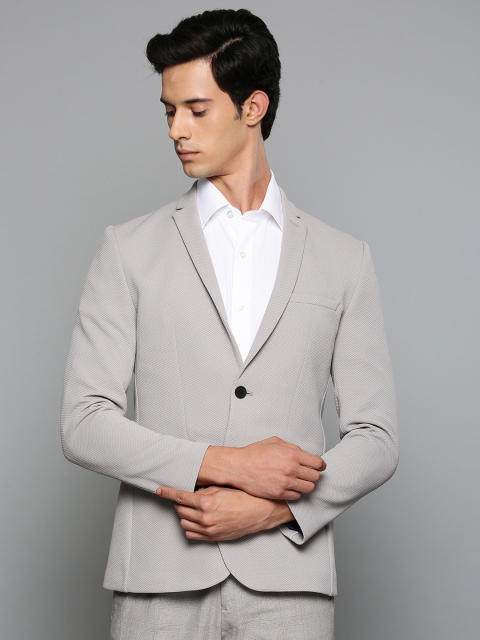 

Louis Philippe Sport Men Grey Self Design Single-Breasted Blazer