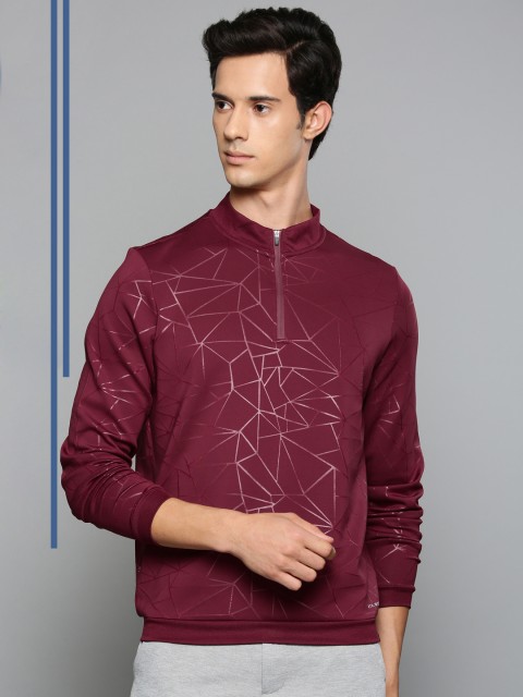 

Louis Philippe Ath.Work Men Maroon Printed Slim Fit Sweatshirt