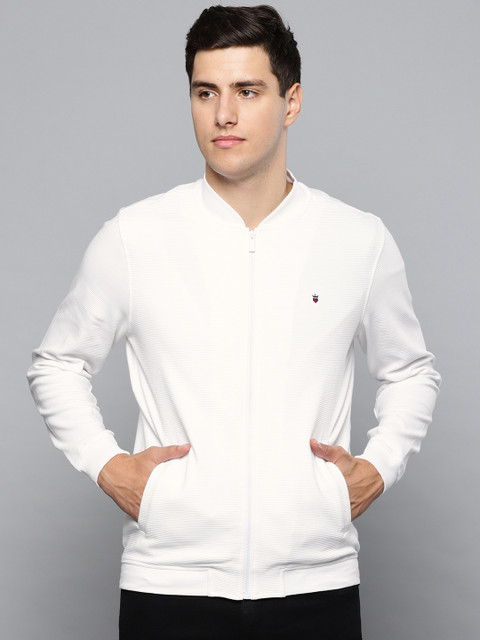 

Louis Philippe Jeans Men White Self-Striped Sweatshirt