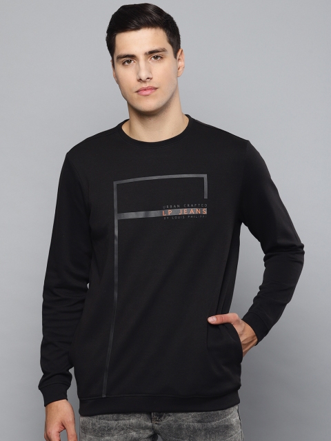 

Louis Philippe Jeans Men Black Printed Sweatshirt