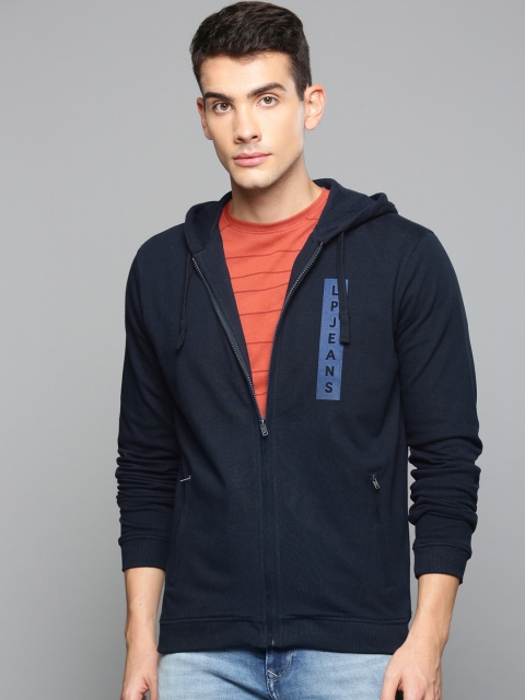 

Louis Philippe Jeans Men Navy Blue Solid Hooded Sweatshirt