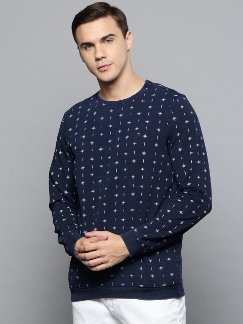 

Louis Philippe Jeans Men Navy Blue Printed Sweatshirt