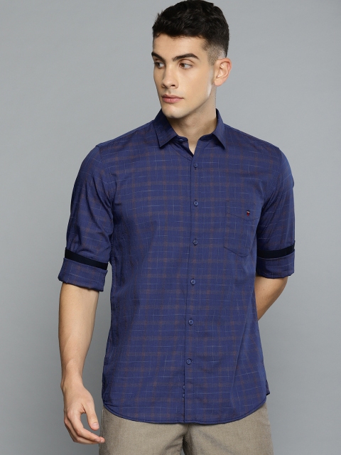 

Louis Philippe Sport Men Blue & Mustard Super Slim Fit Checked Casual Shirt
