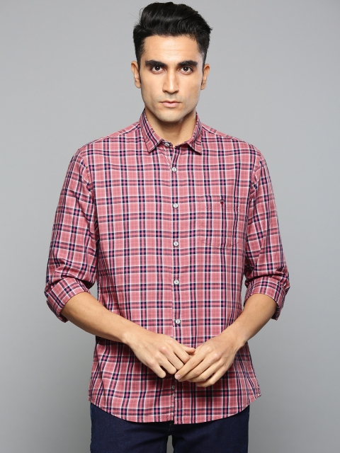 

Louis Philippe Jeans Men Pink & Navy Slim Fit Checked Casual Shirt