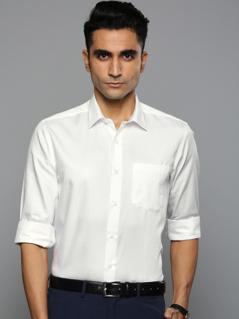 

Louis Philippe Men White Slim Fit Self Design Formal Shirt