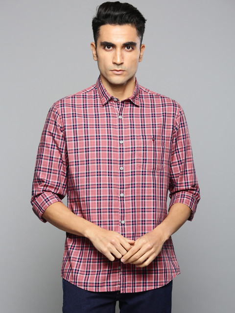 

Louis Philippe Jeans Men Pink Slim Fit Checked Casual Shirt