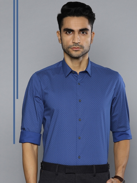 

Louis Philippe Ath.Work Men Blue Super Slim Fit Printed Smart Casual Shirt