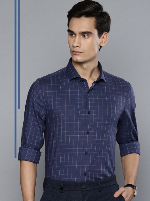 

Louis Philippe Ath.Work Men Navy Blue Super Slim Fit Checked Smart Casual Shirt