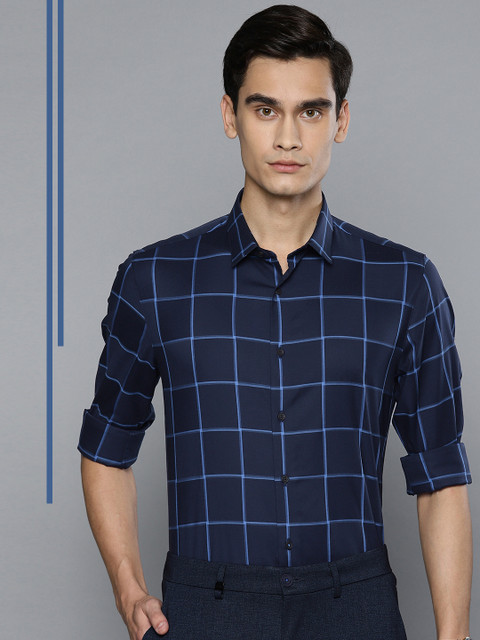 

Louis Philippe Ath.Work Men Blue Super Slim Fit Checked Casual Shirt