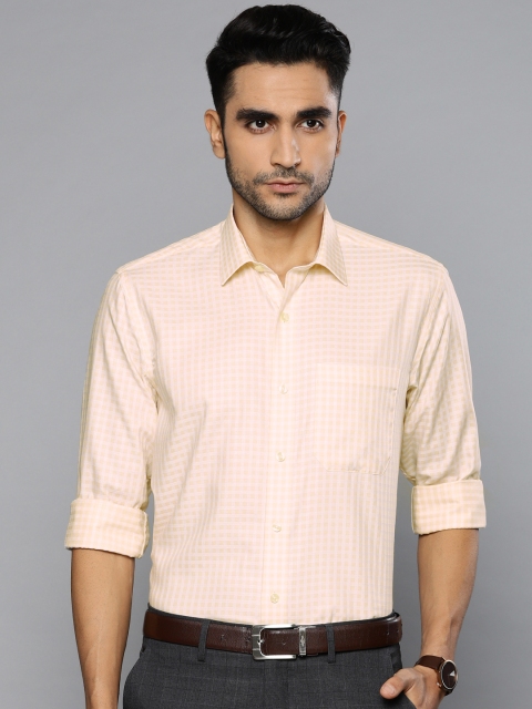 

Louis Philippe Men Cream-Coloured & White Slim Fit Self Design Casual Shirt