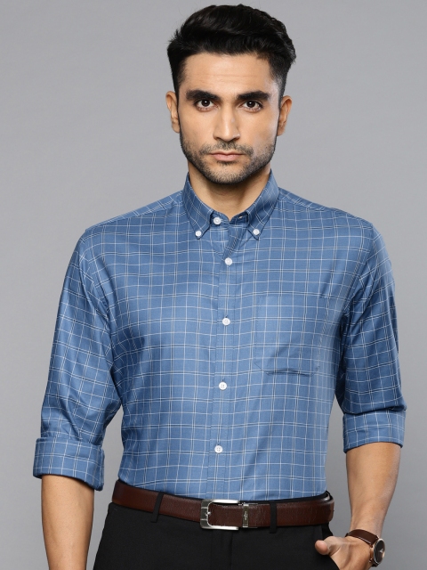 

Louis Philippe Men Blue & White Slim Fit Checked Casual Shirt