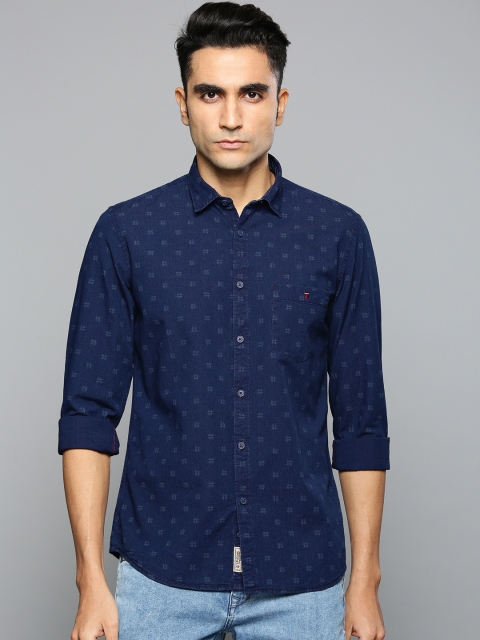 

Louis Philippe Jeans Men Navy Blue Super Slim Fit Printed Casual Shirt