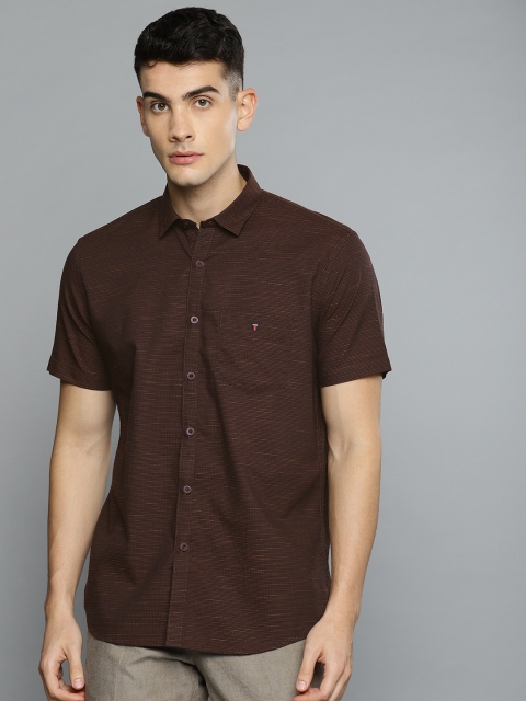 

Louis Philippe Sport Men Coffee Brown Slim Fit Self-Striped Casual Shirt