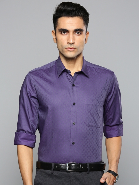 

Louis Philippe Men Purple Slim Fit Self Design Formal Shirt