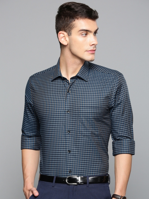

Louis Philippe Men Blue Slim Fit Checked Formal Shirt