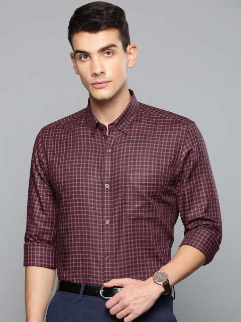 

Louis Philippe Men Red & White Slim Fit Checked Formal Shirt