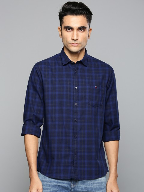 

Louis Philippe Jeans Men Navy Blue Slim Fit Checked Casual Shirt