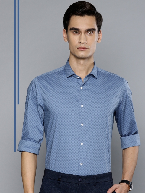 

Louis Philippe Ath.Work Men Blue Super Slim Fit Checked Smart Casual Shirt