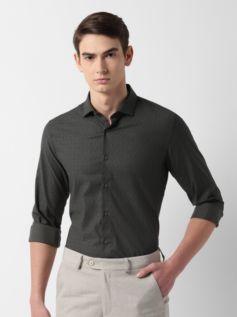 

Louis Philippe Ath.Work Men Charcoal Grey Slim Fit Printed Formal Shirt