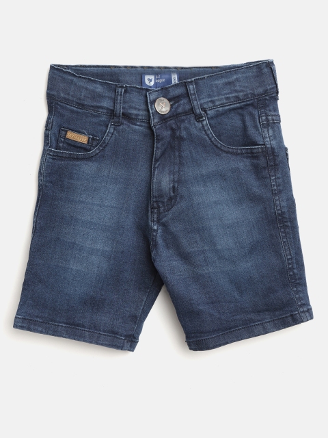

612 league Boys Navy Blue Washed Regular Fit Denim Shorts