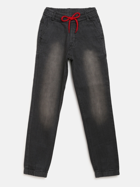 

612 league Boys Charcoal Grey Regular Fit Faded Denim Joggers