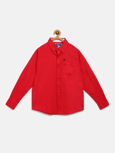 

612 league Boys Red Regular Fit Solid Casual Shirt