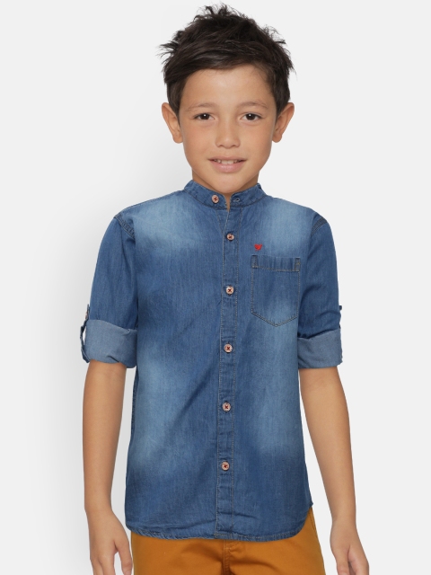 

612 league Boys Blue Regular Fit Faded Chambray Shirt