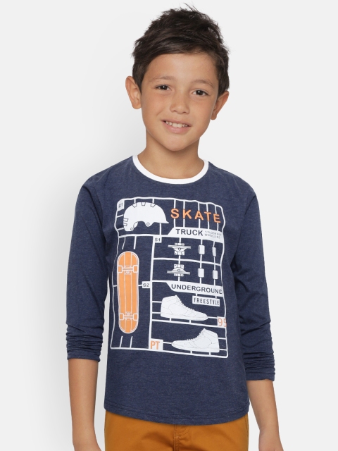 

Gini and Jony Boys Navy Blue & White Printed Round Neck T-shirt
