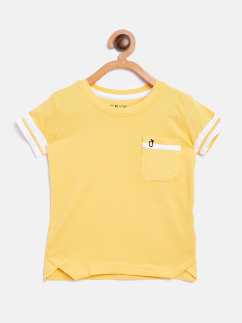 

Gini and Jony Boys Yellow Solid Round Neck T-shirt