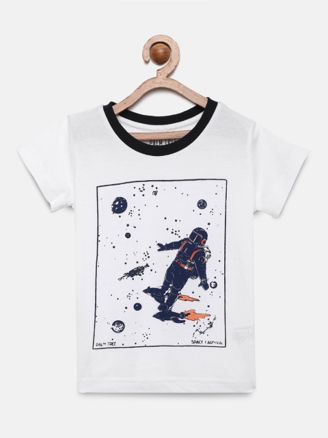 

Palm Tree Boys White Printed Round Neck T-shirt