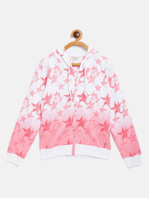 

Gini and Jony Girls Pink & White Star Print Hooded Sweatshirt