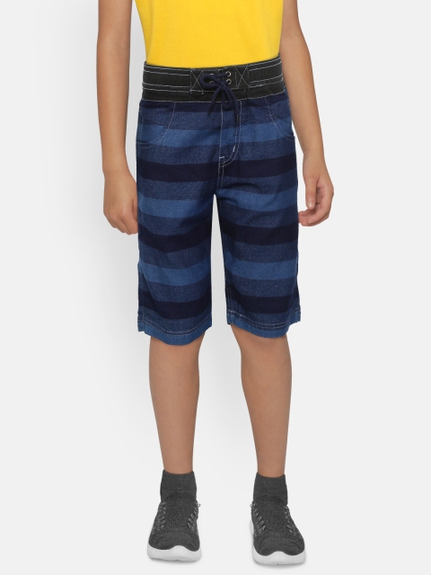 

Gini and Jony Boys Navy Blue Striped Regular Fit Shorts