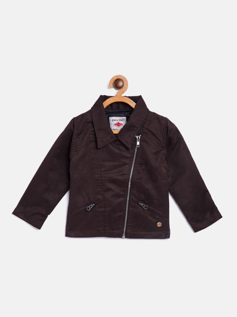 

Gini and Jony Girls Coffee Brown Solid Tailored Jacket with Suede Finish