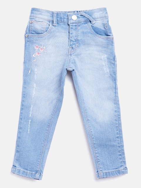 

Gini and Jony Girls Blue Regular Fit Mid-Rise Low Distress Stretchable Jeans
