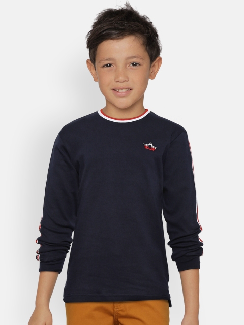 

Gini and Jony Boys Navy Blue Solid Round Neck T-shirt