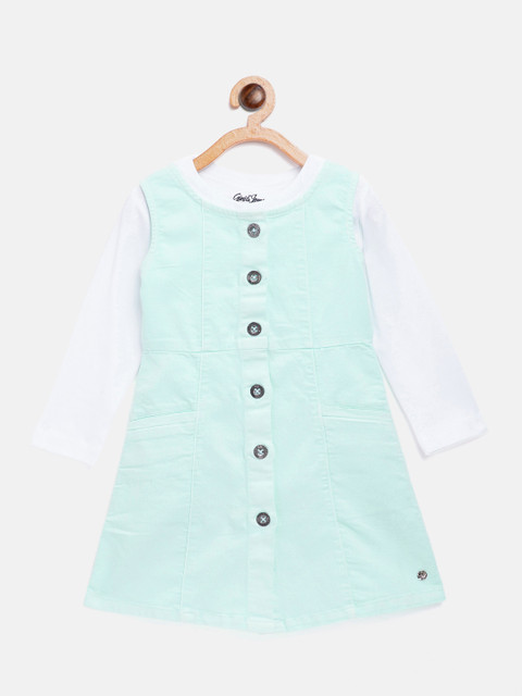 

Gini and Jony Girls Sea Green Denim Pinafore Dress with T-Shirt