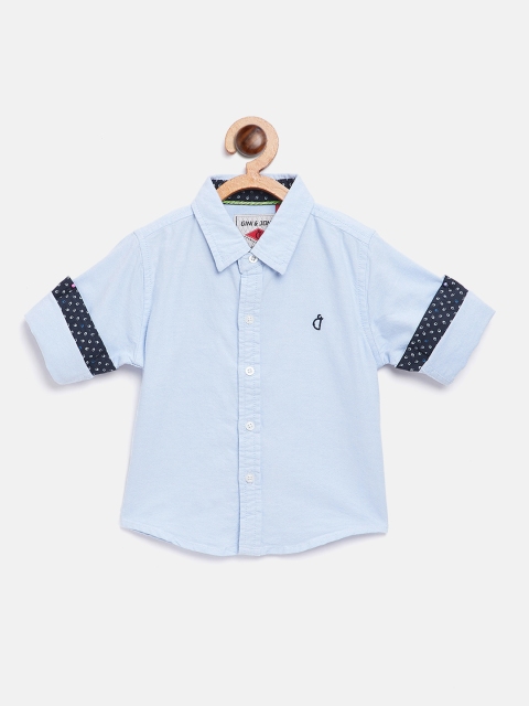 

Gini and Jony Boys Blue Regular Fit Solid Casual Shirt