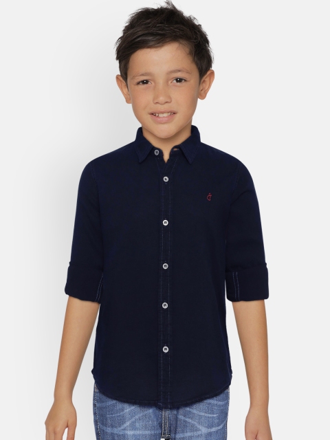 

Gini and Jony Boys Navy Blue Solid Regular Fit Casual Shirt