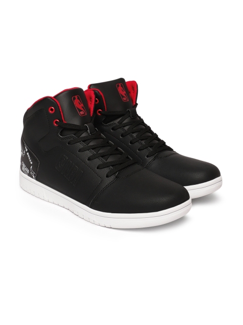 

NBA Men Black Solid Synthetic Mid-Top Chicago Bulls Sneakers