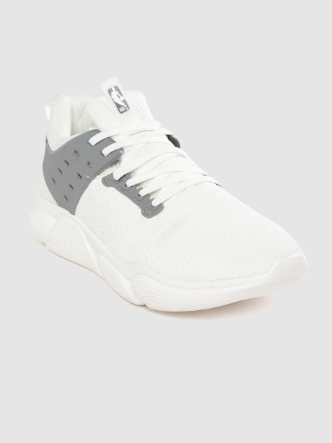 

NBA Men White & Grey Self-Striped Sneakers