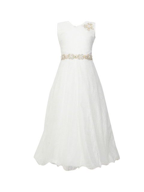 

BETTY Girls Off-White Self Design Maxi Dress