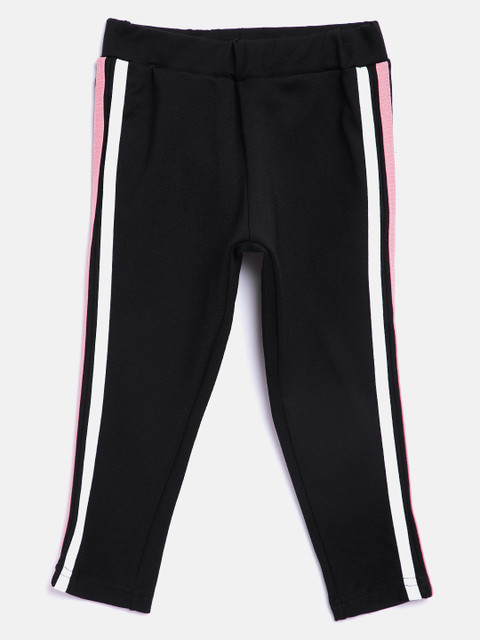 

Gini and Jony Girls Black Solid Leggings with Side Stripe Detail