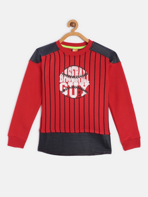 

Little Kangaroos Boys Red & Grey Printed Sweatshirt