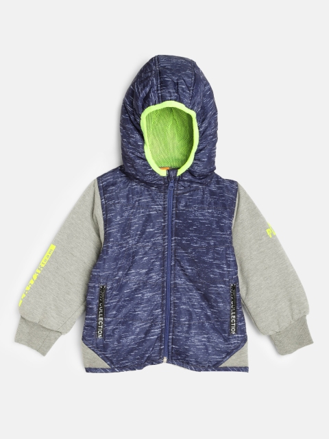 

Little Kangaroos Boys Blue Solid Quilted Jacket