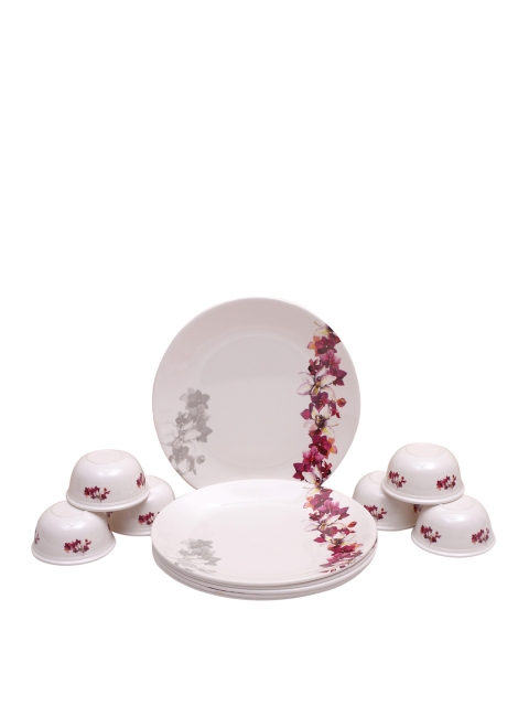 

Servewell White Set of 12 Printed Melamine Dinner Set